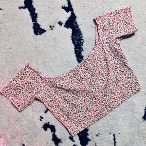 American Apparel Bare Shoulder Floral crop top
